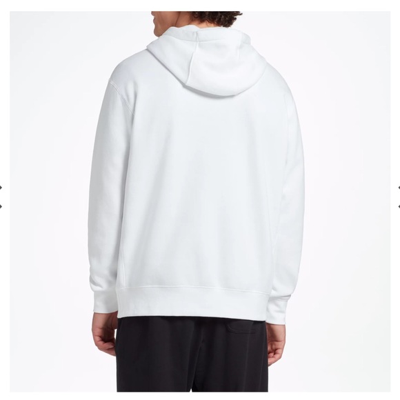 NWT Nike Men's Sportswear Club Fleece hoodie white with black logo - Picture 2 of 6